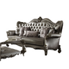 ACME Versailles Silver Synthetic Leather & Antique Platinum Sofa with 6 Pillows Model 56820