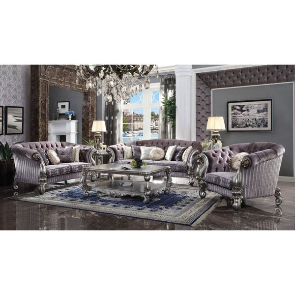 ACME Versailles Velvet & Antique Platinum Sofa with 7 Pillows Model 56825