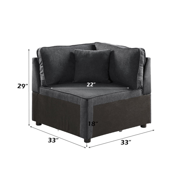 ACME Silvester Gray Fabric Modular Wedge with Pillow Model 56874