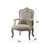 ACME Picardy Fabric & Antique Pearl Chair with Pillow (RF Leaf) Model 56884