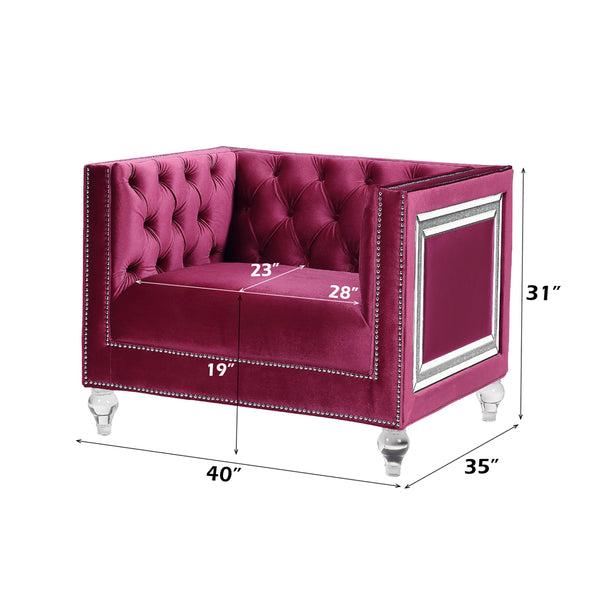 ACME Heibero Burgundy Velvet Chair (Same LV01402) Model 56897