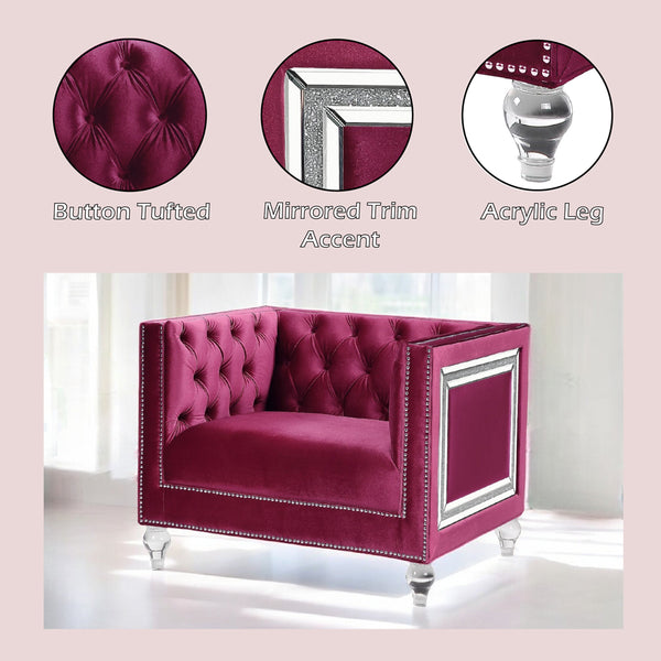 ACME Heibero Burgundy Velvet Chair (Same LV01402) Model 56897