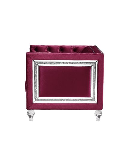 ACME Heibero Burgundy Velvet Chair (Same LV01402) Model 56897