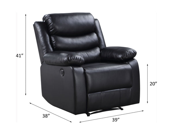 ACME Eilbra Black Synthetic Leather Power Motion Recliner Model 56910