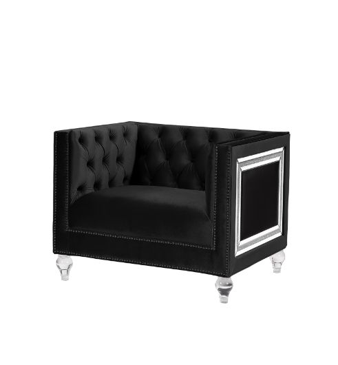 ACME Heibero Black Velvet Chair (Same LV01404) Model 56997