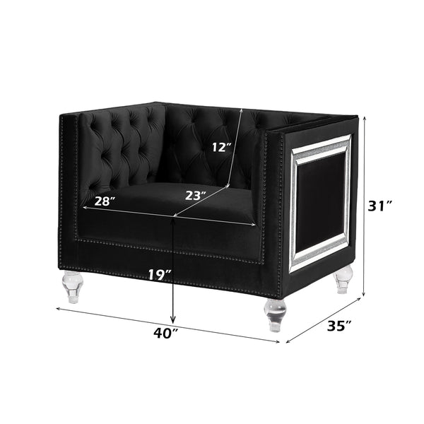 ACME Heibero Black Velvet Chair (Same LV01404) Model 56997
