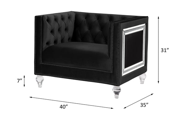 ACME Heibero Black Velvet Chair (Same LV01404) Model 56997