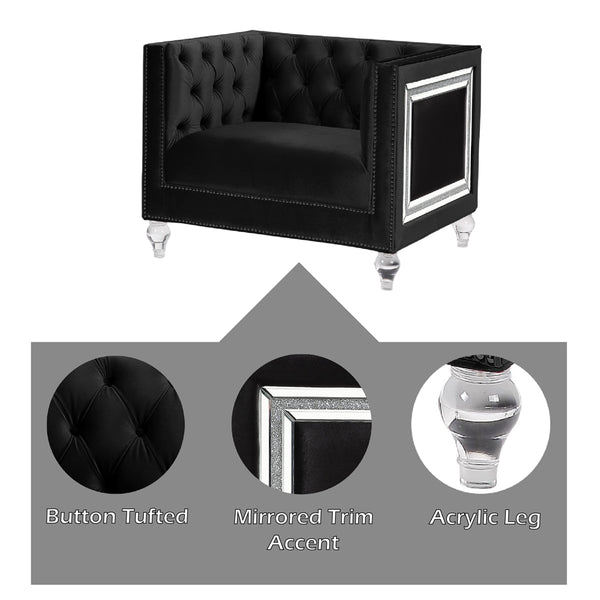 ACME Heibero Black Velvet Chair (Same LV01404) Model 56997
