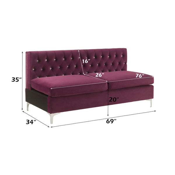 ACME Jaszira Burgundy Velvet Modular Armless Sofa Model 57332