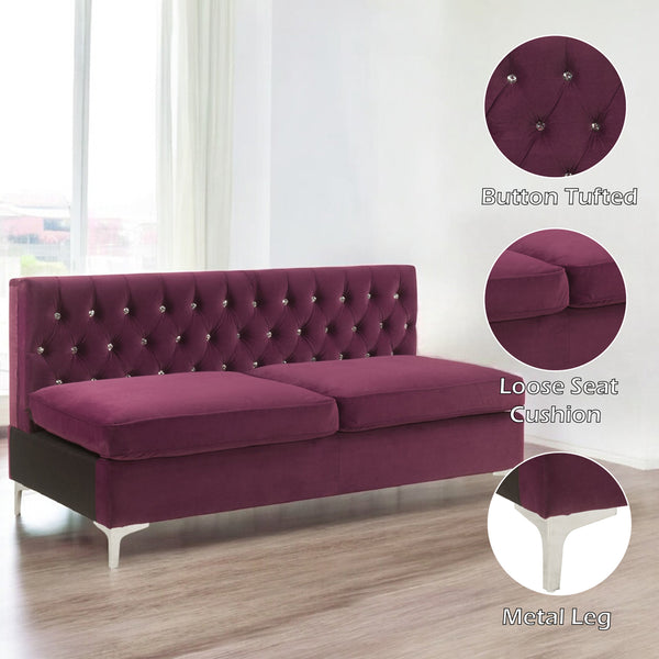 ACME Jaszira Burgundy Velvet Modular Armless Sofa Model 57332