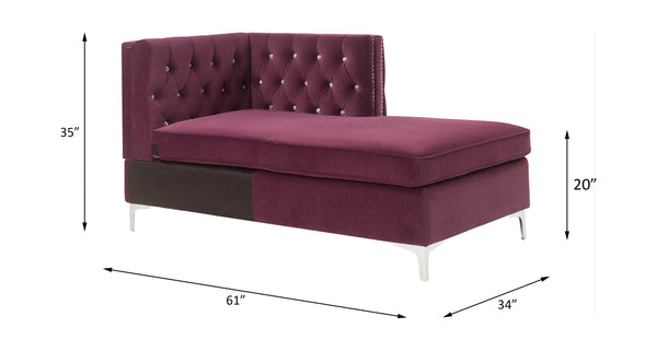 ACME Jaszira Burgundy Velvet Modular Chaise Model 57333