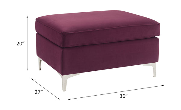 ACME Jaszira Burgundy Velvet Modular Ottoman Model 57335