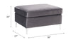 ACME Jaszira Gray Velvet Modular Ottoman Model 57375