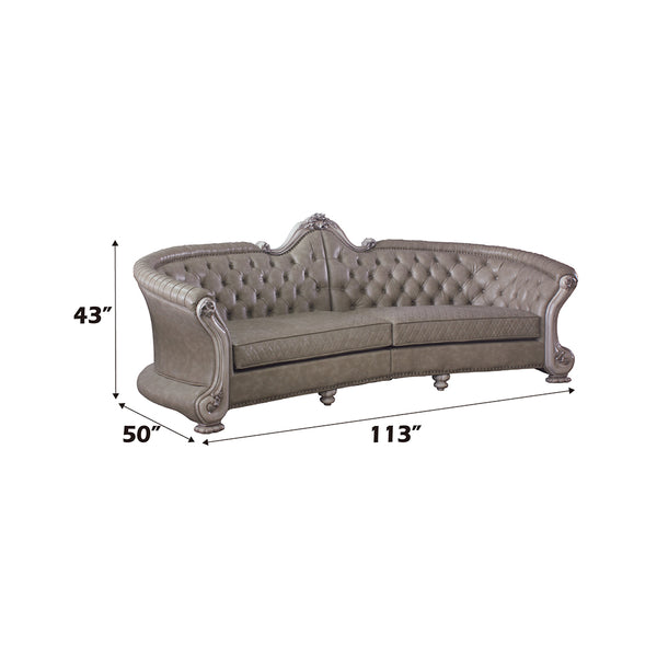 ACME Dresden Synthetic Leather & Vintage Bone White Sofa Model 58170