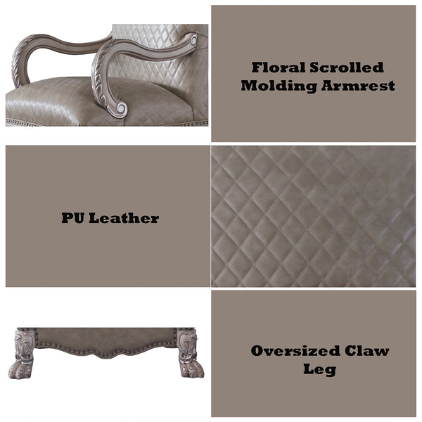 ACME Dresden Synthetic Leather & Vintage Bone White Chair with Pillow Model 58172