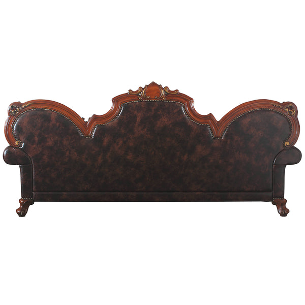 ACME Picardy Synthetic Leather & Honey Oak Oversized Sofa with 5 Pillows Model 58220