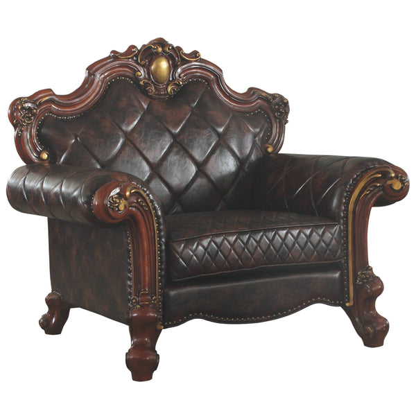 ACME Picardy Synthetic Leather & Honey Oak Chair with Pillow Model 58222