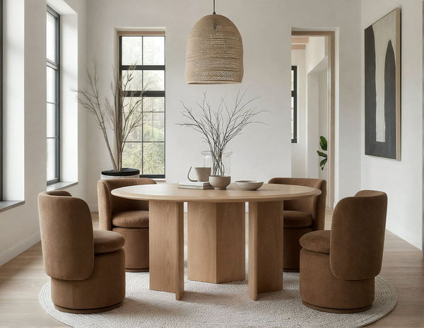 Masuda Modern Natural Ash Round Dining Table