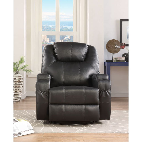 ACME Waterlily Black Synthetic Leather Motion Rocker Recliner with Swivel Model 59277