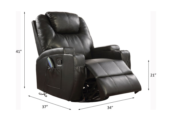 ACME Waterlily Black Synthetic Leather Motion Rocker Recliner with Swivel Model 59277