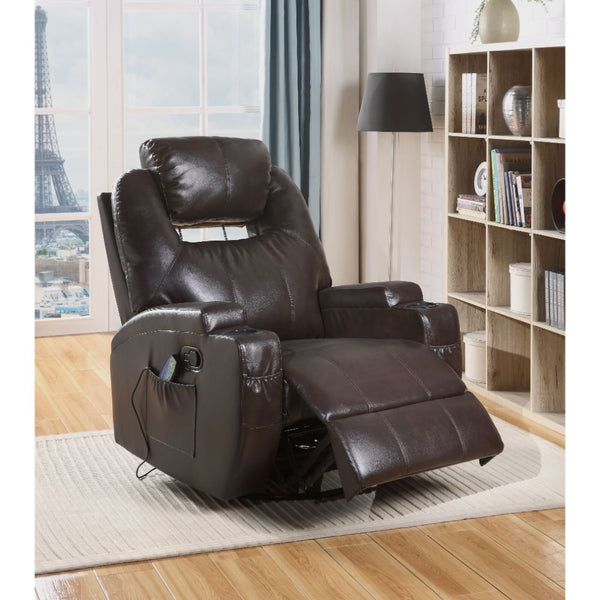 ACME Waterlily Brown Synthetic Leather Motion Rocker Recliner with Swivel Model 59278