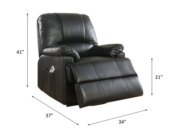 ACME Ixora Black Synthetic Leather Recliner with Power Lift & Massage Model 59285