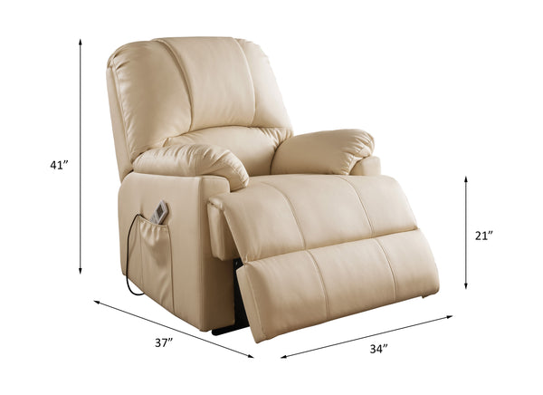 ACME Ixora Beige Synthetic Leather Recliner with Power Lift & Massage Model 59286