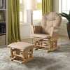 ACME Rehan Taupe Microfiber & Natural Oak Glider Chair & Ottoman Model 59332