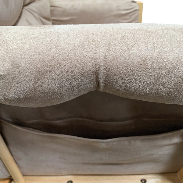 ACME Rehan Taupe Microfiber & Natural Oak Glider Chair & Ottoman Model 59332