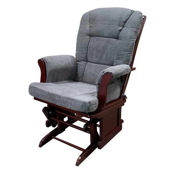 ACME Aeron Gray Microfiber & Cherry Glider Chair & Ottoman Model 59338