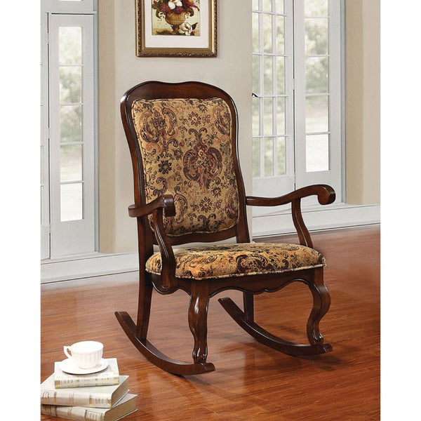 ACME Sharan Fabric & Cherry Rocking Chair Model 59390