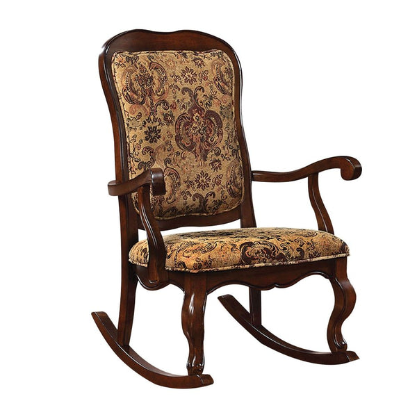 ACME Sharan Fabric & Cherry Rocking Chair Model 59390