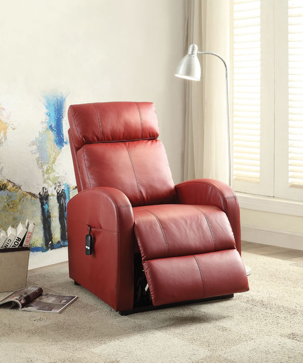 ACME Ricardo Red Synthetic Leather Power Motion Recliner with Lift Model 59406
