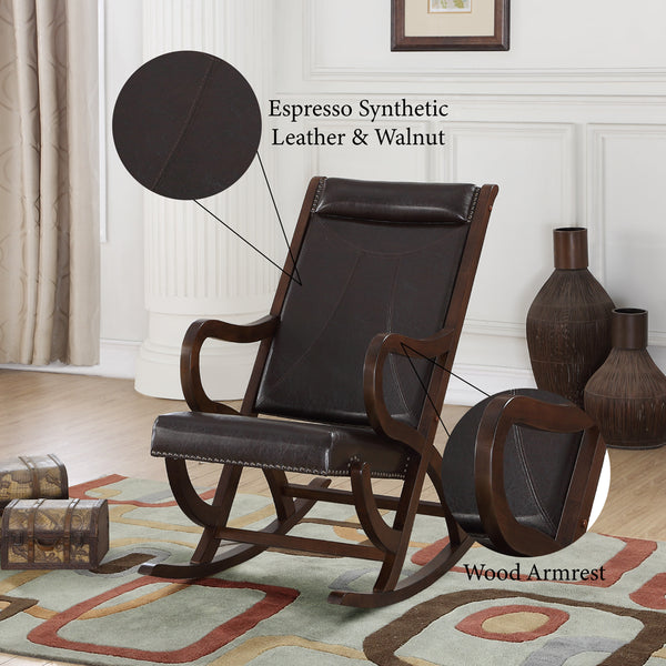 ACME Triton Espresso Synthetic Leather & Walnut Rocking Chair Model 59535
