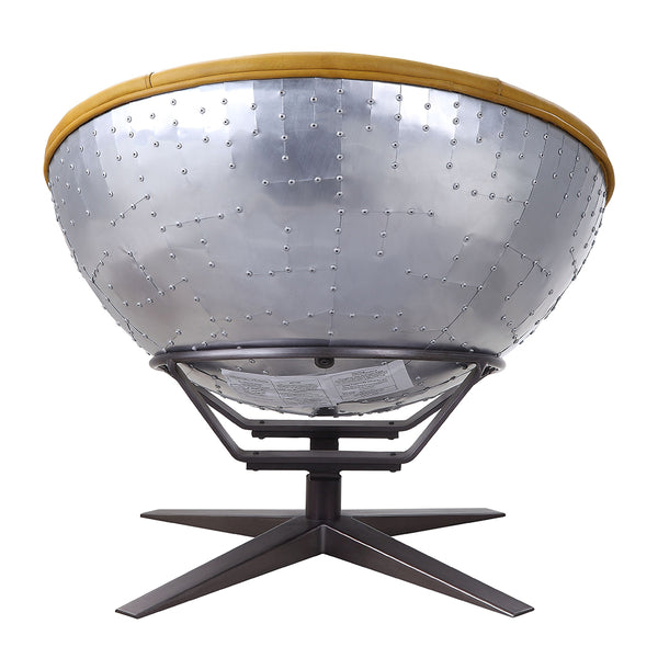 ACME Brancaster Turmeric Top Grain Leather & Aluminum Accent Chair Model 59664