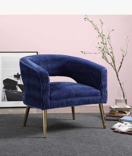 ACME Aistil Blue Velvet & Gold Accent Chair Model 59675