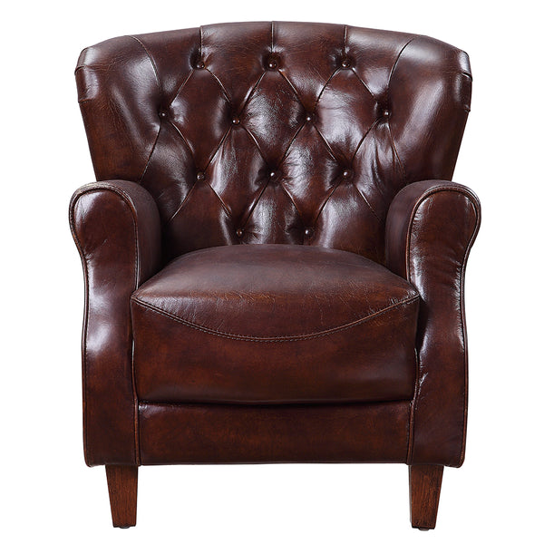 ACME Brancaster Vintage Brown & Aluminum Accent Chair Model 59830