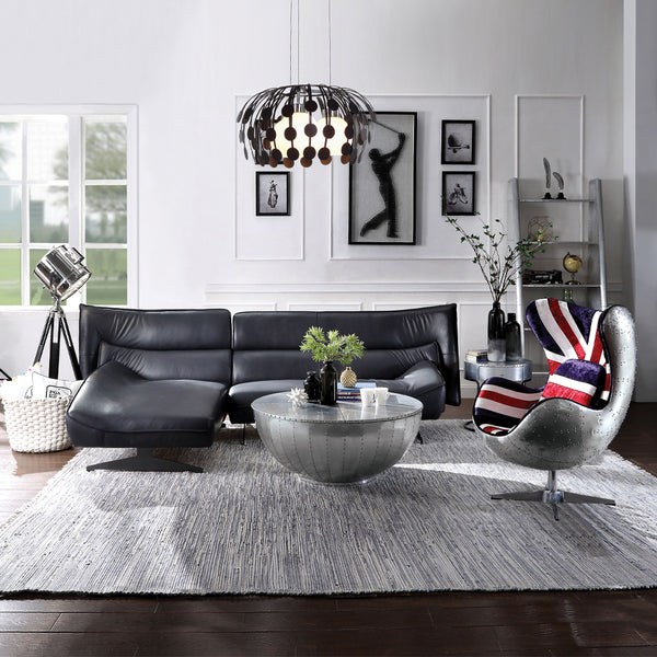 ACME Brancaster Pattern Fabric & Aluminum Accent Chair with Swivel Model 59835