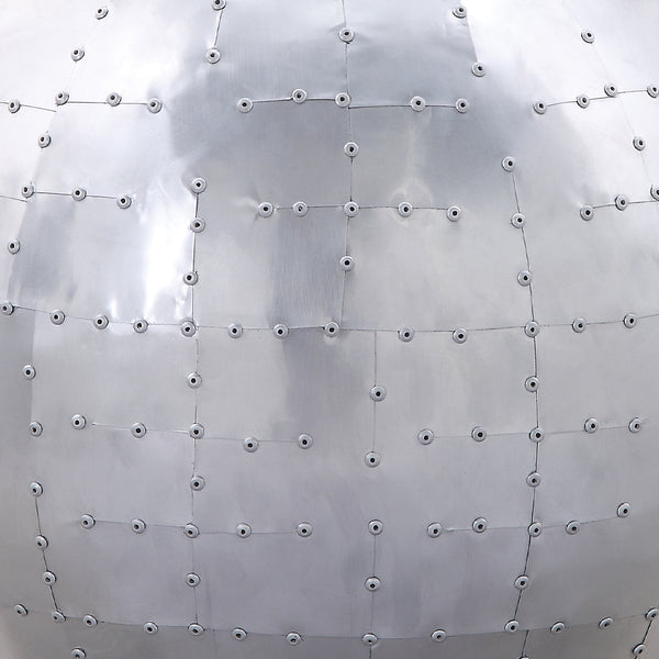 ACME Brancaster Retro Brown Top Grain Leather & Aluminum Ottoman Model 59836