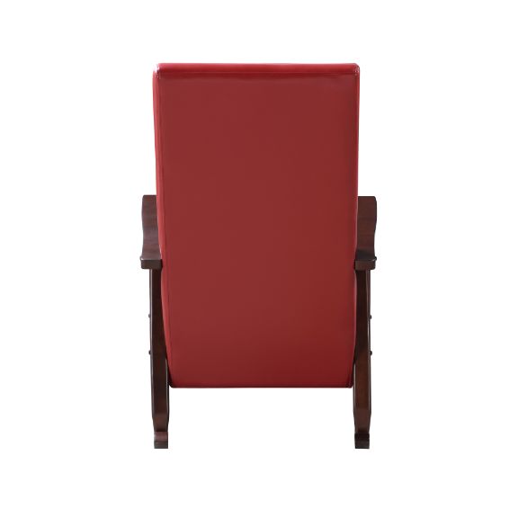 ACME Raina Red Synthetic Leather & Espresso Rocking Chair Model 59931