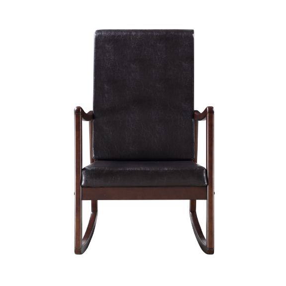 ACME Raina Dark Brown Synthetic Leather & Espresso Rocking Chair Model 59935
