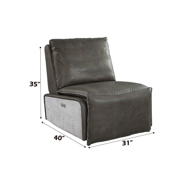 ACME Metier Gray Top Grain Leather & Aluminum Power Motion Recliner Model 59940