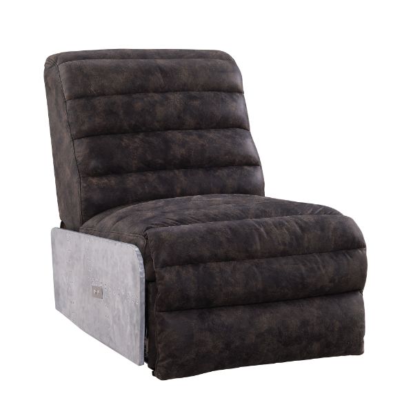 ACME Okzuil Two Tone Gray Top Grain Leather & Aluminum Power Motion Recliner Model 59941
