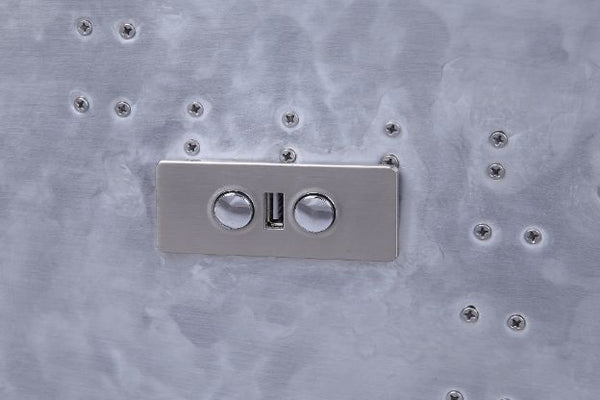 ACME Okzuil Two Tone Gray Top Grain Leather & Aluminum Power Motion Recliner Model 59941