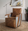 ACME Qalurne Two Tone Mocha Top Grain Leather & Aluminum Power Motion Recliner with Swivel Model 59942