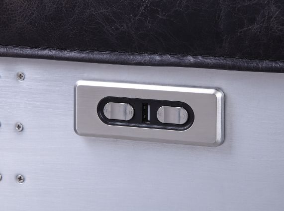 ACME Nernoss Dark Grain Brown Leather & Aluminum Power Motion Recliner Model 59943