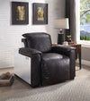 ACME Nernoss Dark Grain Brown Leather & Aluminum Power Motion Recliner Model 59943