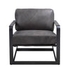 ACME Locnos Gray Top Grain Leather & Black Accent Chair Model 59944