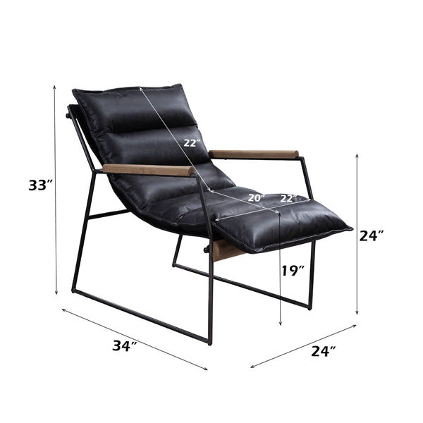 ACME Luberzo Distress Espresso Top Grain Leather & Matt Iron Accent Chair Model 59946