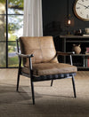 ACME Anzan Berham Chestnut Top Grain Leather & Matt Iron Accent Chair Model 59949